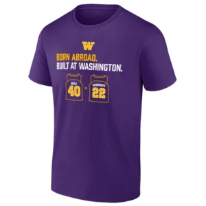 BORN ABROAD BUILT AT WASHINGTON SHIRT – Welp & Schrempf Washington Huskies Basketball Legacy Tee