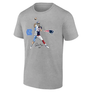 DRAKE MAYE PRO POSE SHIRT – North Carolina Tar Heels × New England Patriots Super Bowl LX crossover tee G