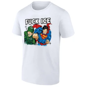 FUCK ICE SHIRT – Anti ICE Protest Tee with Superhero Parody Graphic W