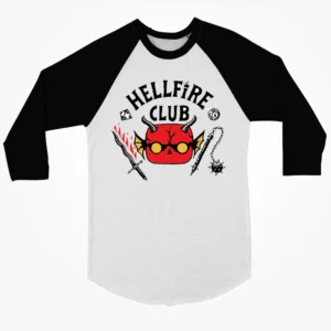HELLFIRE CLUB RAGLAN SHIRT – Stranger Things Hellfire Club baseball tee with Funko style fantasy art