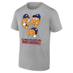 I EAT BREATHE AND SLEEP BRAVES BASEBALL SHIRT – funny Atlanta Braves fan cartoon tee G
