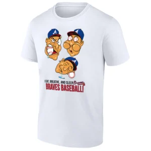 I EAT BREATHE AND SLEEP BRAVES BASEBALL SHIRT – funny Atlanta Braves fan cartoon tee W