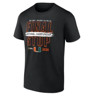 MIAMI FINAL STOP SHIRT – 2026 Fiesta Bowl Champions Miami Hurricanes CFP Tee