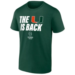 THE U IS BACK SHIRT – Miami Hurricanes 2025–2026 College Football Playoff Tee FG