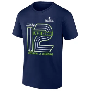 12 AS ONE SHIRT – SUPER BOWL LX CHAMPIONS HOMETOWN ON TOP – Seattle Seahawks 🏈💙