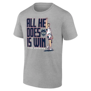 ALL HE DOES IS WIN SHIRT – Alex Karaban UConn Huskies Basketball Championship Tee