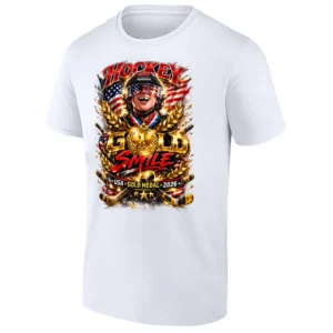 HOCKEY GOLD SMILE SHIRT – Jack Hughes Team USA 2026 Olympic Gold Medal Tee