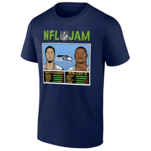 NFL JAM DUO SHIRT – Jaxon Smith Njigba & Kenneth Walker III Seattle Seahawks Retro Arcade Tee