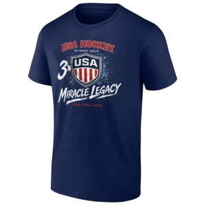 USA HOCKEY 3X MIRACLE LEGACY SHIRT – Olympic Gold 1960 1980 2026 Champion Tee
