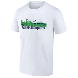 WORLD CHAMPIONS CITY SKYLINE SHIRT – Seattle Seahawks Super Bowl LX Champions Tee W