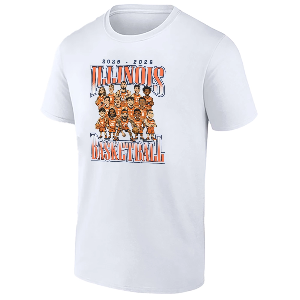 2025–2026 ILLINOIS BASKETBALL SHIRT – Illinois Fighting Illini Team Caricature Tee 2025–2026 ILLINOIS BASKETBALL SHIRT – Illinois Fighting Illini Team Caricature Tee
