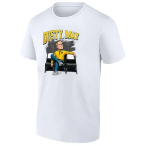 DUSTY MAY AURA SHIRT – Dusty May Caricature Michigan Wolverines Basketball Fan Tee