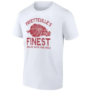FAYETTEVILLE’S FINEST SHIRT – Ballin’ With The Hogs Arkansas Razorbacks Basketball Fan Tee W