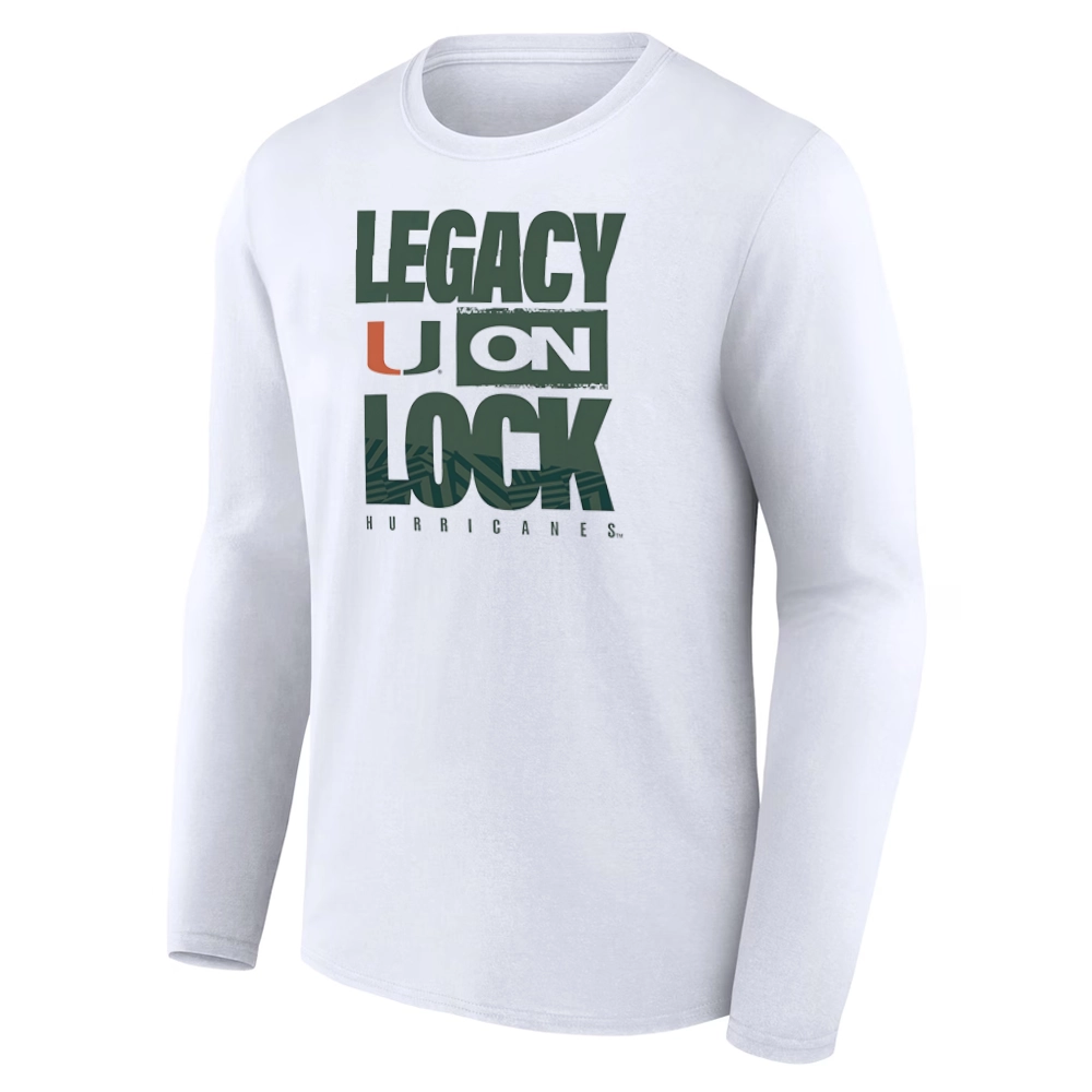 LEGACY ON LOCK SHIRT – Miami Hurricanes 2026 March Madness Pregame Long Sleeve Tee LEGACY ON LOCK SHIRT – Miami Hurricanes 2026 March Madness Pregame Long Sleeve Tee
