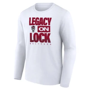 LEGACY ON LOCK SHIRT – NC State Wolfpack 2026 March Madness Pregame Long Sleeve Tee