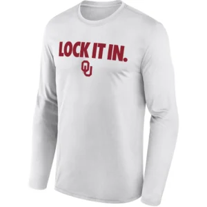 LOCK IT IN LONG SLEEVE – Oklahoma Sooners 2026 On Court Bench Graphic Tee