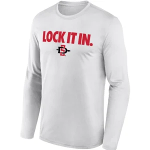 LOCK IT IN LONG SLEEVE – San Diego State Aztecs 2026 On Court Bench Graphic Tee