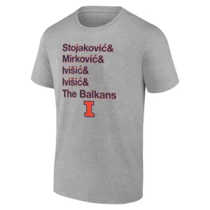 STOJAKOVIC MIRKOVIC IVISIC IVISIC THE BALKANS SHIRT – Illinois Fighting Illini Balkan Squad Basketball Tee
