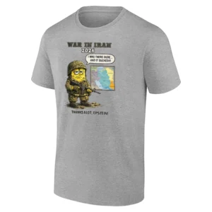 WAR IN IRAN 2026 – THANKS A LOT, EPSTEIN SHIRT – Absurdist Political Satire SpongeBob Parody Graphic Tee G