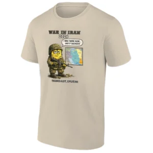 WAR IN IRAN 2026 – THANKS A LOT, EPSTEIN SHIRT – Absurdist Political Satire SpongeBob Parody Graphic Tee S