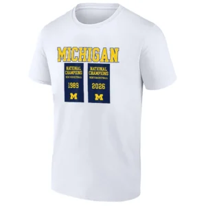 2026 NATIONAL CHAMPIONS BANNER SHIRT – Michigan Wolverines 1989 & 2026 Legacy Tee W