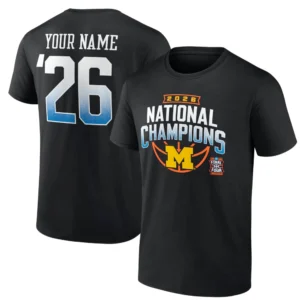 2026 NCAA MEN'S BASKETBALL NATIONAL CHAMPIONS PERSONALIZED SHIRT – Michigan Wolverines Custom Name & Number Tee