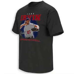 JAKE IRVIN SHIRT – Washington Nationals #27 Stacked Name Pitcher Graphic Fan Tee