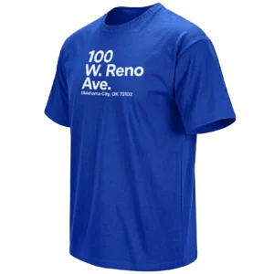 LOUD CITY 100 W RENO AVE SHIRT – OKC Defending Champions 2026 NBA Playoffs Fan Tee