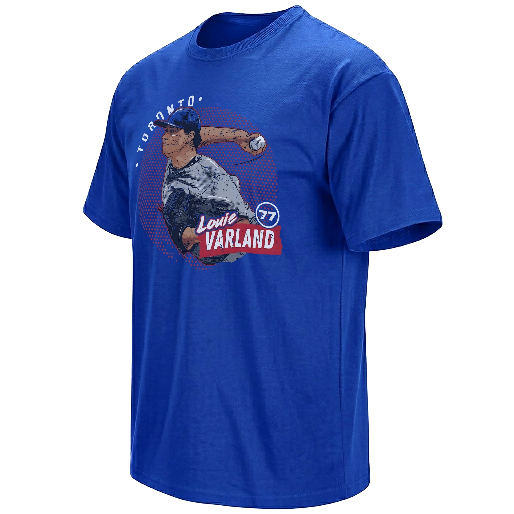 LOUIS VARLAND SHIRT – Toronto Blue Jays #77 Dots Style Pitcher Graphic Fan Tee LOUIS VARLAND SHIRT – Toronto Blue Jays #77 Dots Style Pitcher Graphic Fan Tee