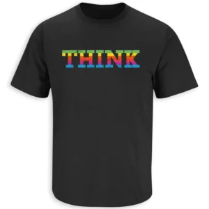 THINK SHIRT – Apple 50 Years Anniversary Vintage Rainbow Logo Inspired Tee