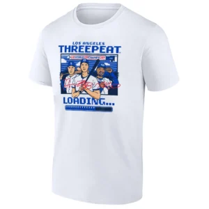 THREEPEAT LOADING SHIRT – Los Angeles Dodgers Championship 2024 2025 2026 Baseball Tee
