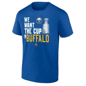 WE WANT THE CUP IN BUFFALO SHIRT – Buffalo Sabres Stanley Cup Rally Tee