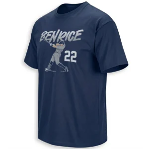 BEN RICE SHIRT SLUGGER SWING NUMBER 22 – New York Yankees Power Hitter Baseball Fan Tee
