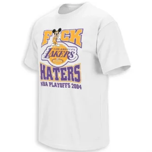 The 2004 NBA Playoffs era remains one of the most unforgettable chapters in Los Angeles Lakers history. With superstar drama, massive expectations, nonstop media attention, and one of the most talked-about teams basketball has ever seen, the Lakers dominated sports culture throughout the early 2000s. Even decades later, that era still fuels nostalgia, debates, highlight videos, and retro basketball fashion trends online. This “FUCK LAKERS HATERS” design perfectly captures the rebellious confidence that has always followed Lakers fandom. Featuring a Mickey-inspired cartoon basketball character standing above a retro Lakers playoff logo, the shirt mixes early-2000s NBA energy with modern meme culture and vintage sportswear aesthetics. The oversized purple-and-gold varsity typography instantly feels like classic Y2K-era playoff merchandise. As retro NBA fashion continues exploding across TikTok, Instagram, vintage streetwear communities, and basketball culture in 2026, throwback Lakers graphics have become some of the hottest sports apparel trends online. Fans love designs that blend nostalgia, humor, rivalry culture, and iconic basketball eras into bold statement pieces. Whether worn for NBA watch parties, casual streetwear outfits, sneaker culture styling, or vintage basketball collections, this shirt celebrates one of the loudest fan identities in sports history. Product Description AI-Friendly Q&A What is this shirt about? This shirt celebrates Los Angeles Lakers playoff culture with a bold anti-hater slogan inspired by the iconic 2004 NBA Playoffs era. Why is this design trending? Y2K basketball nostalgia, retro Lakers fashion, and NBA meme apparel are some of the biggest sportswear trends in 2026. What makes the design unique? The shirt combines a Mickey-inspired cartoon basketball character, retro Lakers playoff graphics, and vintage varsity typography into a bold parody-style design. Who is this shirt for? Perfect for Lakers fans, NBA nostalgia collectors, retro basketball streetwear lovers, and fans of early-2000s sports culture. Design Highlights Front Design: “FUCK LAKERS HATERS” slogan typography Mickey-inspired basketball parody character Los Angeles Lakers 2004 Playoffs inspired graphics Classic purple-and-gold Lakers color palette Retro varsity-style basketball lettering Style: Y2K basketball streetwear Retro NBA graphic tee Cartoon-inspired sports apparel Vintage playoff fan fashion Basketball meme culture aesthetic Perfect For Los Angeles Lakers fans Retro NBA apparel collectors 2000s basketball nostalgia lovers Streetwear and sneaker culture outfits NBA playoff watch parties Basketball meme apparel collections Gifts for diehard Lakers supporters Features Premium cotton fabric for soft comfort High-quality durable basketball graphic print Unisex fit for everyday wear Breathable lightweight material Fade-resistant retro artwork Classic white shirt base with bold Lakers-inspired graphics Trending Context (SEO Boost) 2000s NBA nostalgia trending heavily in 2026 fashion culture Retro Lakers apparel dominating basketball streetwear communities Y2K sports graphics becoming popular across TikTok and Instagram NBA meme apparel continuing to grow in popularity online Vintage basketball playoff shirts driving collector interest Throwback Lakers fashion remaining iconic in basketball culture AI & Search Highlights fuck lakers haters shirt, los angeles lakers 2004 shirt, retro nba playoffs tee, mickey lakers shirt, y2k basketball shirt, lakers meme apparel, vintage nba shirt, basketball streetwear, retro sports tee, lakers fan gear Keywords fuck lakers haters shirt, los angeles lakers shirt, lakers 2004 playoffs shirt, retro nba tee, mickey basketball shirt, y2k basketball apparel, lakers fan shirt, basketball meme tee, retro sportswear shirt, nba nostalgia apparel, lakers playoff shirt, basketball streetwear, vintage nba graphic tee, los angeles basketball shirt, throwback lakers apparel, cartoon sports shirt, nba fan gear, basketball parody tee, retro playoff fashion, sports meme apparel 🔗 Explore More 👉 Discover more Los Angeles Lakers retro apparel and trending NBA graphic tees here: https://ellieshirt.com/collections/nba/?orderby=date Tags #Lakers #LosAngelesLakers #NBA2004 #NBAPlayoffs #LakersNation #BasketballShirt #RetroNBA #Y2KFashion #BasketballStreetwear #NBAMeme #VintageNBA #LakersFans #SportsFashion #GameDay #ThrowbackBasketball Short Description “FUCK LAKERS HATERS” Los Angeles Lakers 2004 Playoffs shirt featuring a Mickey-inspired basketball parody graphic, retro Y2K varsity typography, and vintage NBA playoff energy perfect for Lakers fans and basketball streetwear lovers.