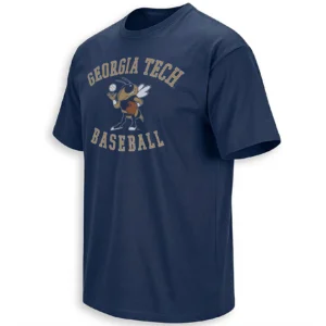 GEORGIA TECH BASEBALL SHIRT – Buzz Logo Yellow Jackets Vintage College Baseball Tee