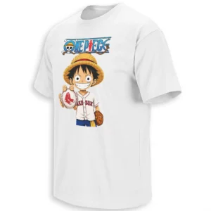 LUFFY RED SOX T-SHIRT – One Piece Boston Red Sox Anime Baseball Crossover Jersey Tee
