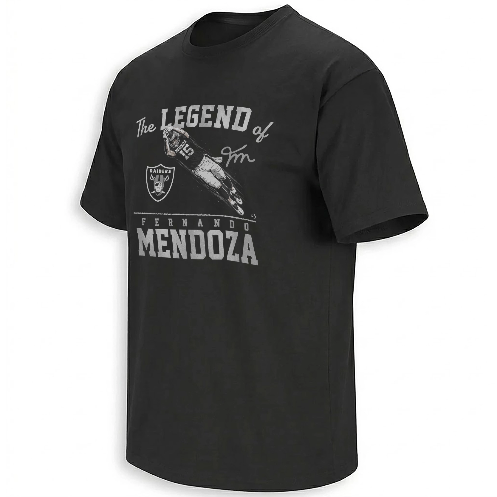 The Legend of Fernando Mendoza Shirt Las Vegas Raiders Black NFL Draft QB Tee