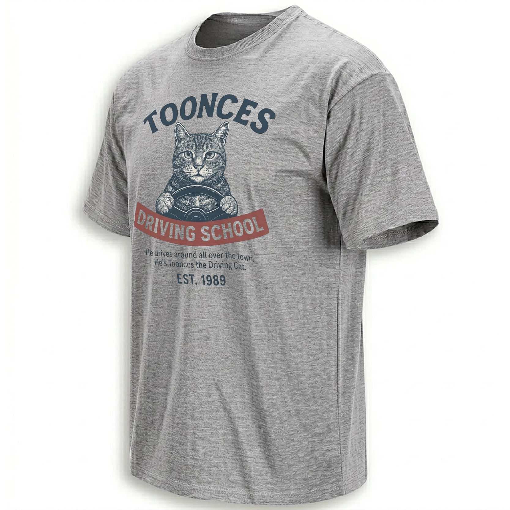 Toonces Driving School - Est. 1989 Shirt G TOONCES DRIVING SCHOOL SHIRT – Est. 1989 Retro Cat Comedy Tee