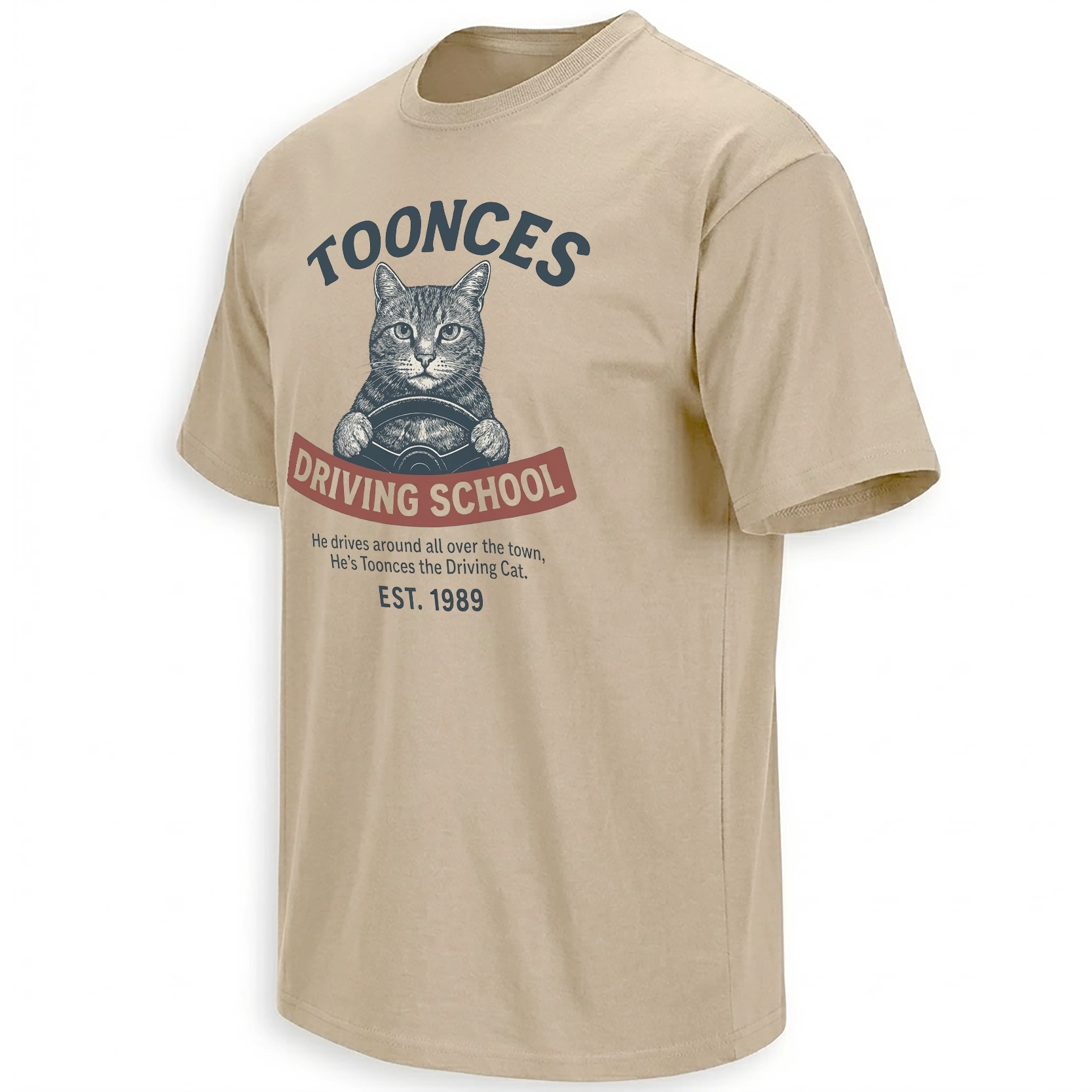 Toonces Driving School - Est. 1989 Shirt S TOONCES DRIVING SCHOOL SHIRT – Est. 1989 Retro Cat Comedy Tee