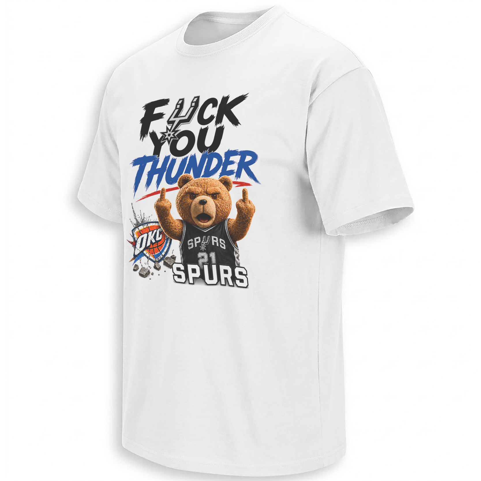 FUCK YOU THUNDER SHIRT – Spurs Teddy Bear Rivalry Playoff Meme Tee W FUCK YOU THUNDER SHIRT – Spurs Teddy Bear Rivalry Playoff Meme Tee W