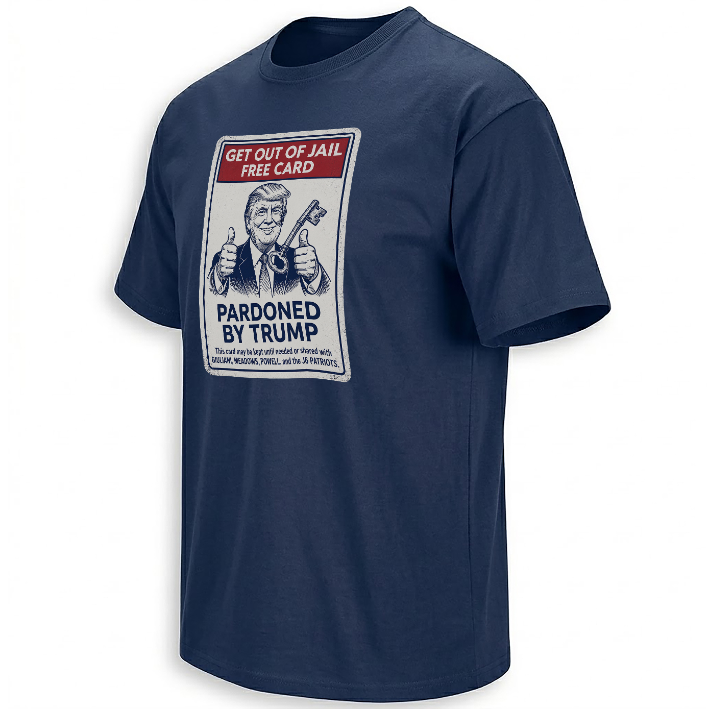 Get Out Of Jail Free Card Shirt Pardoned By Trump Political Parody Tee