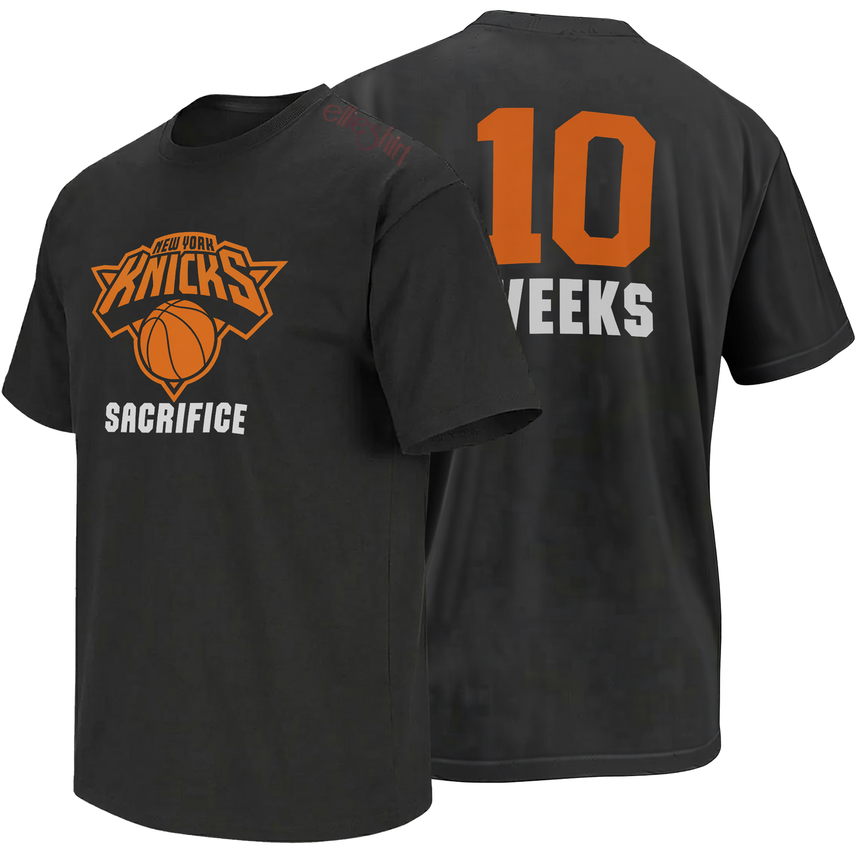 Front and back 10 Weeks Mike Brown Knicks championship parade shirt with Sacrifice on the front