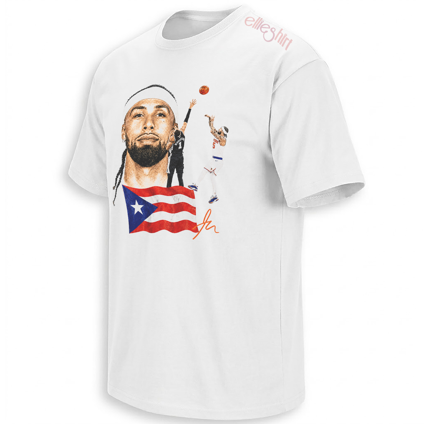 JOSE ALVARADO SHOT OVER WEMBY SHIRT – Knicks Puerto Rico Parade Tee JOSE ALVARADO SHOT OVER WEMBY SHIRT – Knicks Puerto Rico Parade Tee