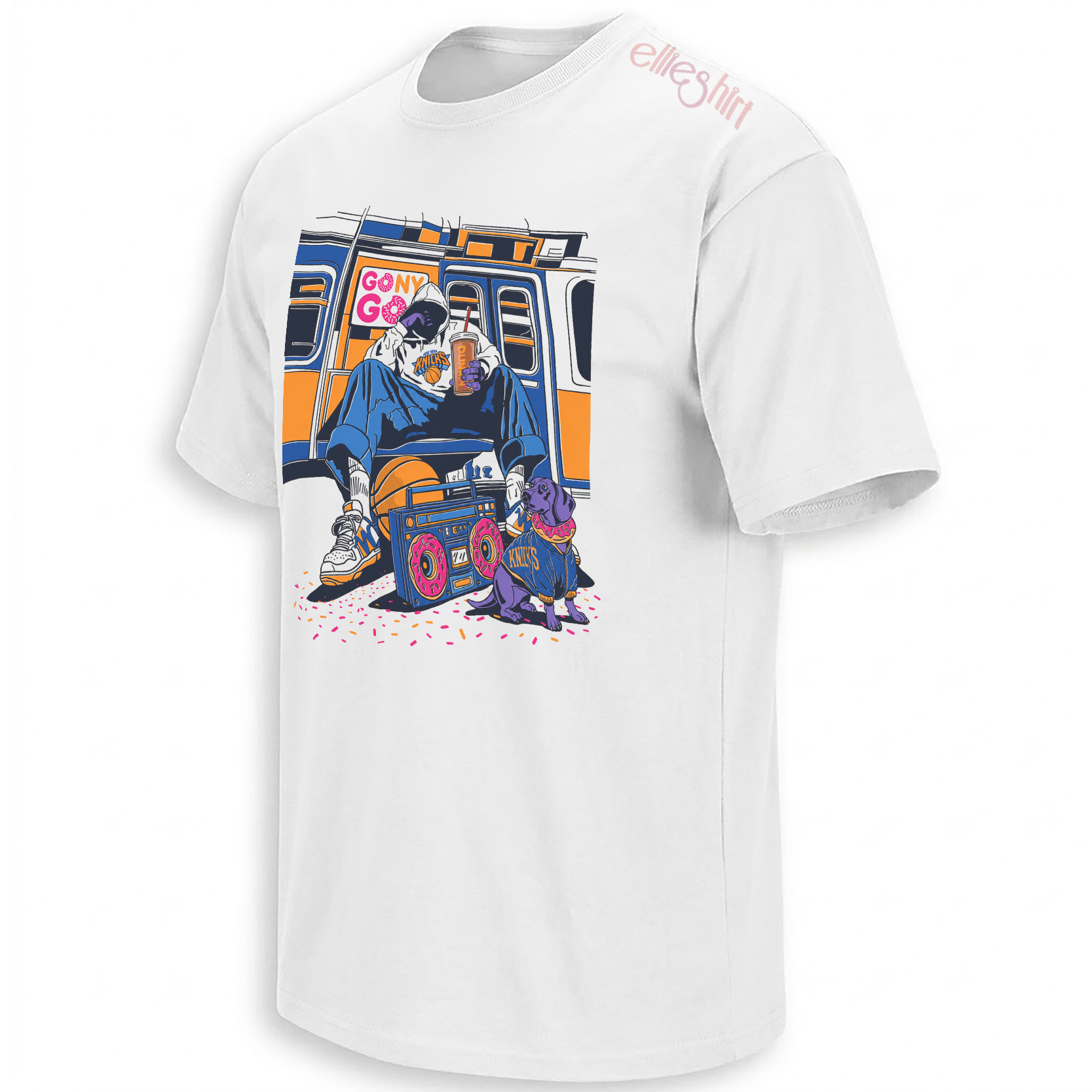 DUNKIN’ KNICKS SHIRT – New York Subway Donut Streetwear Tee 1 DUNKIN’ KNICKS SHIRT – New York Subway Donut Streetwear Tee 1