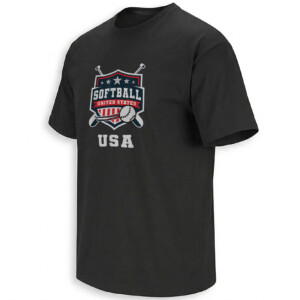 UNITED STATES SOFTBALL SHIRT – Patriotic Shield and Crossed Bats Tee B