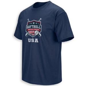 UNITED STATES SOFTBALL SHIRT – Patriotic Shield and Crossed Bats Tee N