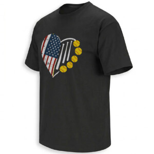 AMERICAN SOFTBALL HEART SHIRT – USA Flag Stitch Ball Tee B