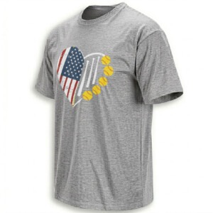 AMERICAN SOFTBALL HEART SHIRT – USA Flag Stitch Ball Tee G