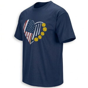 AMERICAN SOFTBALL HEART SHIRT – USA Flag Stitch Ball Tee N