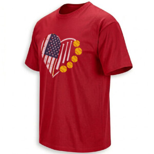 AMERICAN SOFTBALL HEART SHIRT – USA Flag Stitch Ball Tee R